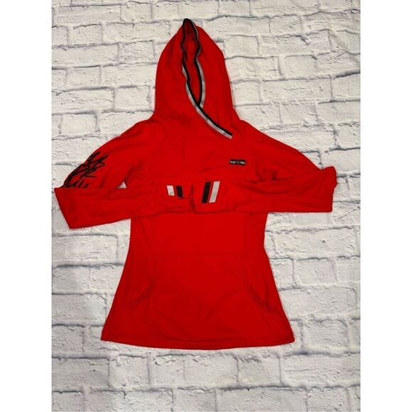 Flag nor Fail ladies Track Base Layer Hoodie in Red Size Medium - Picture 2 of 5